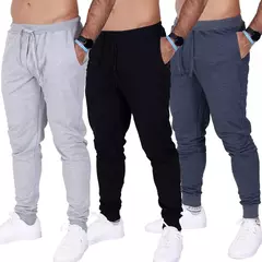 Kit 3 Calça Moletom Fristyle Com Bolso Masculino Adulto Inverno Confortável Es na internet