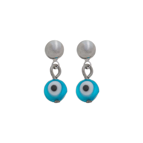 Brinco Base Redonda com Pendente de Olho Grego