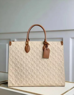 Louis Vuitton OntheGo MM Monogram Empreinte Tote Bag Beige