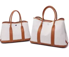 HERMÉS CANVAS WITH GRAY 30CM TOTE BAG