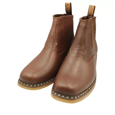 Botina Oliveira Vira Francesa cost. a Mão Bico Quadrado Ref 043 Látego Café