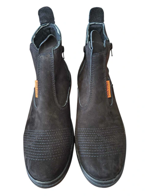 Botina Don Toro Masc Couro Nobuck Cor Preto Ziper Ref B33 SKU1918