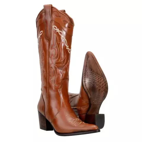 Bota Capelli Feminina Couro Caramelo Ref 3140