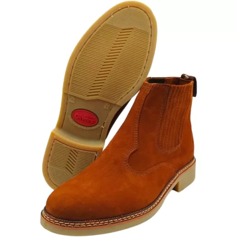 Botina Oliveira Vira Francesa cost. a Máquina Bico Redondo Ref 420 Nobuk Castor