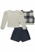 Conjunto de Blusa, Colete e Shorts Saia Menina na internet