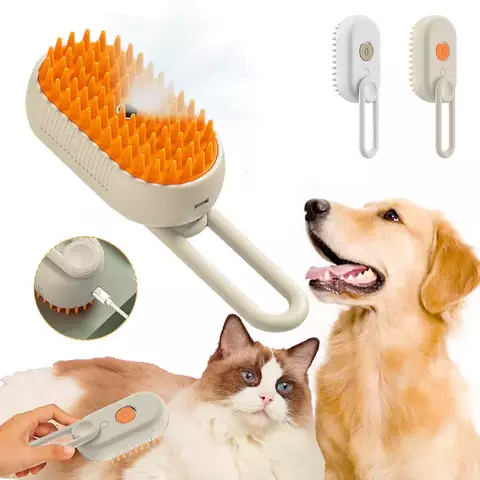 Escova A Vapor Braspet Para Gatos e Cães 3 Em 1