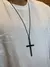 Cordão Preto Couro Cruz - comprar online