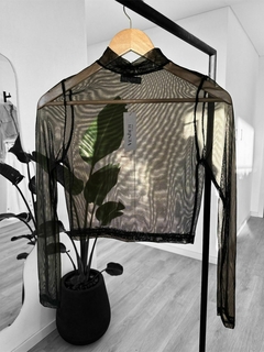 Remera Transparente negra media polera
