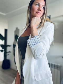 Blazer Sastrero de Lino Forrado Blanco en internet