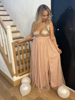 Vestido Jeniffer de fiesta con lentejuelas largo