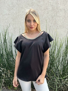 Blusa collar brillos - tienda online