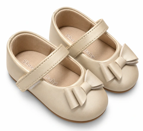 Sapatilha Baby Champanhe com Laço - Shoes Baby