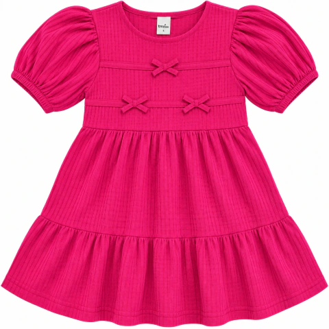 Vestido Infantil TMX Pink com Laços