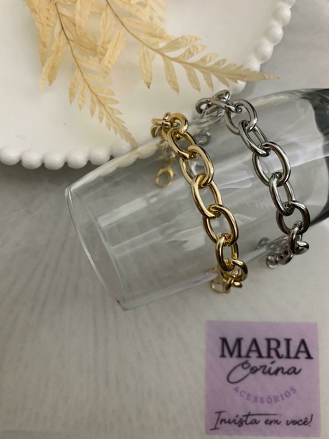 Pulseira Áster - Pulseira com elos cadeados de 2,5mm com fecho lagosta - DESIGN ÚNICO