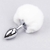 Plug anal de metal Cromado com rabo pompom - Branco (VMPL012B) - loja online