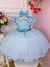 Vestido Infantil Azul C/ Renda e Cinto de Pérolas Laço (1053AW)