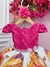 Vestido Infantil Barbie Pink Busto C/ Renda e Flor P/ Cabelo (1036PK) na internet