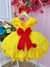 Vestido Infantil Bela e a Fera Saia Glitter e Aplique Flores (0109AV) - loja online