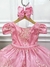 Vestido Infantil Rosa Com Renda Realeza Cinto de Pérolas (2186RS) na internet