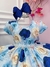 Vestido Infantil Azul Florido Rosas C/ Cinto de Pérolas (1016AF) - comprar online