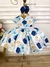 Vestido Infantil Azul Florido Rosas C/ Cinto de Pérolas (1016AF) na internet