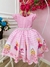 Vestido infantil Rosa C/ Cinto de Pérolas e Strass (4061RS) - comprar online