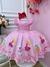 Vestido infantil Rosa C/ Cinto de Pérolas e Strass (4061RS)