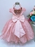 Vestido Infantil Nude Tule Com Bolinhas Strass e Pérolas (4473NU) - comprar online