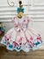 Vestido Infantil Marfim Flores Primavera C/ Cinto de Pérolas (1143MF) na internet