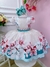 Vestido Infantil Marfim Flores Primavera C/ Cinto de Pérolas (1143MF)