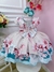 Vestido Infantil Marfim Flores Primavera C/ Cinto de Pérolas (1143MF) - comprar online