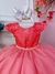 Vestido Infantil Goiaba Florido de Renda e Cinto de Pérolas (4133GB) - comprar online