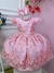 Vestido Infantil Rosa Com Renda Realeza e Cinto Pérolas (2210RC)