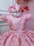 Vestido Infantil Rosa Com Renda Realeza e Cinto Pérolas (2210RC)