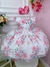 Vestido Infantil Branco Florido de Rosas C/ Cinto de Pérolas (1198BR)