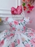 Vestido Infantil Branco Florido de Rosas C/ Cinto de Pérolas (1198BR) - loja online