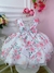 Vestido Infantil Branco Florido de Rosas C/ Cinto de Pérolas (1198BR) - comprar online