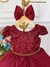 Vestido Infantil Marsala Renda Com Cinto de Pérolas e Laço (1053MS) - comprar online