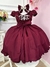 Vestido Infantil Marsala Renda Com Cinto de Pérolas e Laço (1053MS) - loja online