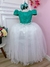 Vestido Infantil Verde C/ Renda Saia Branca Damas Longo (2208VR)