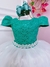 Vestido Infantil Verde C/ Renda Saia Branca Damas Longo (2208VR)