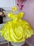 Vestido Infantil Amarela C/ Aplique Flores Princesas (4625AM)