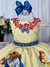 Vestido Infantil Princes Amarelo e Azul C/ Pérolas (3103AM) - loja online