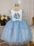 Vestido Infantil Princesa Azul C/ Laço e Glitter (0123AZ) na internet