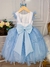 Vestido Infantil Princesa Azul C/ Laço e Glitter (0123AZ) - comprar online