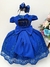 Vestido Infantil Azul Royal Renda Realeza Cinto Pérolas Luxo (1100AL) - comprar online