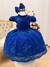 Vestido Infantil Azul Royal Renda Realeza Cinto Pérolas Luxo (1100AL) - comprar online