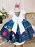 Imagem do Vestido Infantil Branco e Azul Com Cinto Pérolas Princesas (DLXMIR)