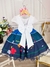 Vestido Infantil Branco e Azul Com Cinto Pérolas Princesas (DLXMIR)