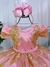 Vestido Infantil Rosa Renda e Tule Dourada Realeza Luxo (2190RR) - loja online